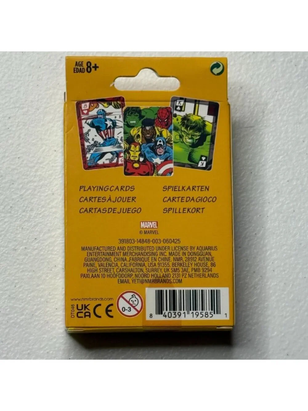 Marvel Heroes Playing Cards Hulk Spider-Man Iron Man Captain America